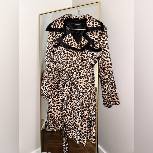 COPY - Bebe Leopard Print Trench Coat - Picture 1 of 7